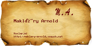Makláry Arnold névjegykártya